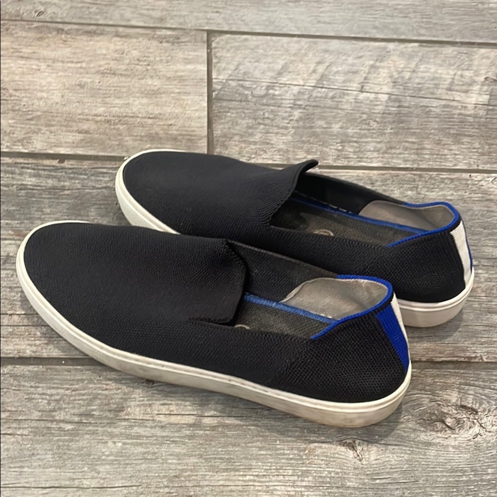 Rothy's Black and Blue Flats with Streamlined Design